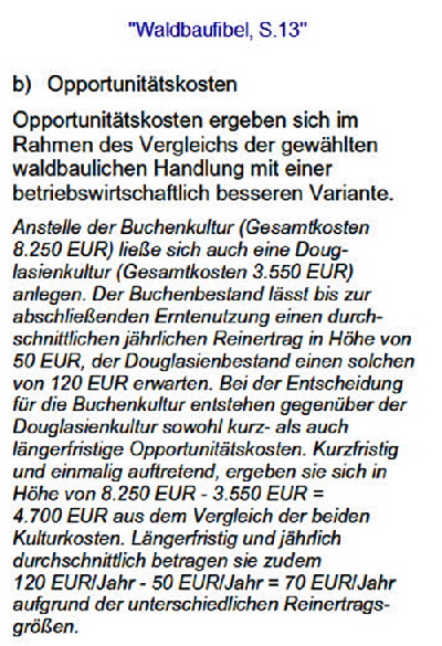 Opportunittskosten Waldbaufibel S.14